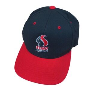 Blind Squirrel Yupoong Snapback Hat Black Red Flat‎ Brim Adjustable Cap Mens